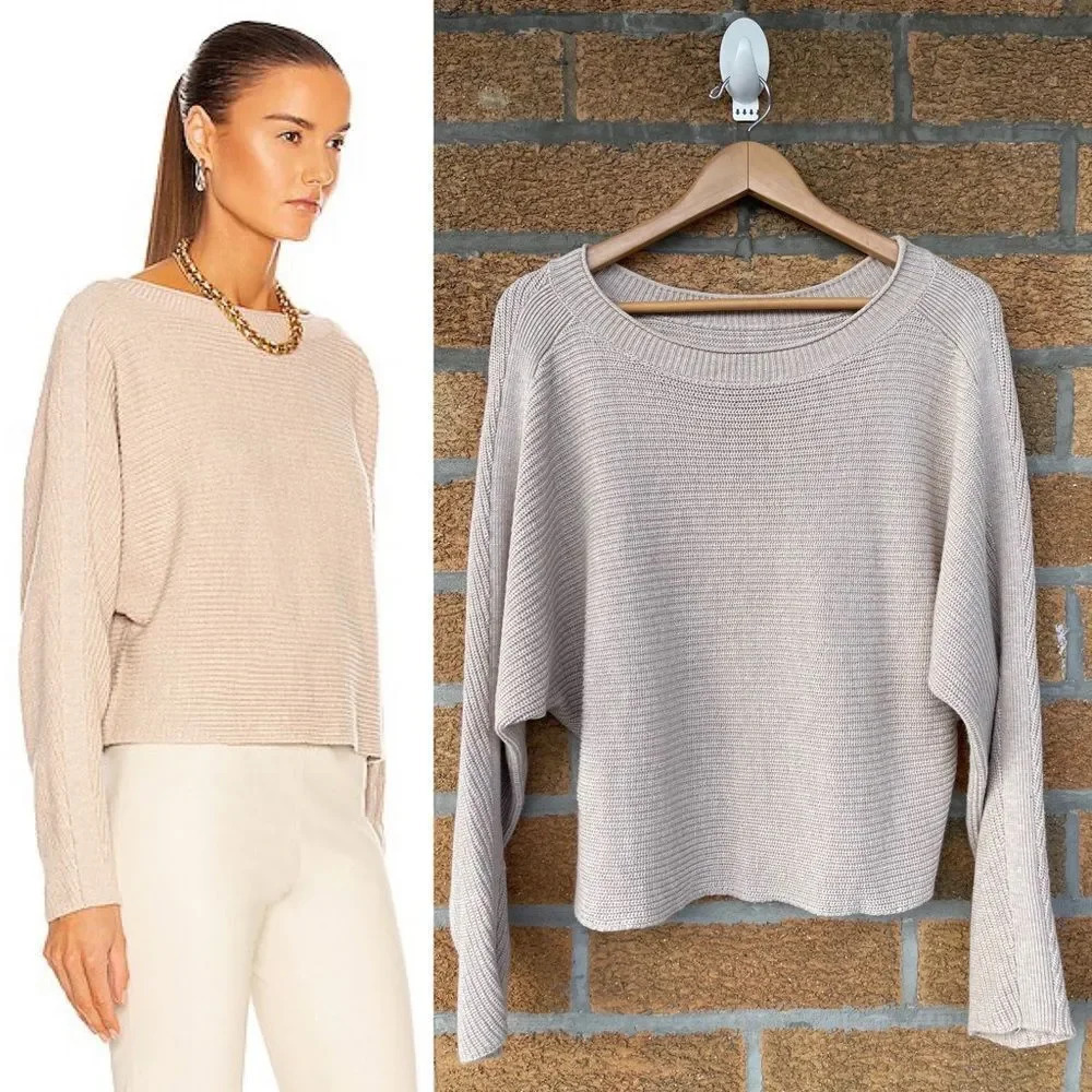Le Ore Lodi Ribbed Sweater Size S Cropped Almond